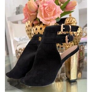 Peep Toe Ankle Strap Chunky Heels Size 6
